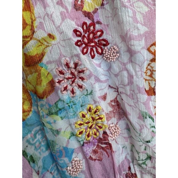 Bhanuni by Jyoti Women's Embroidered Beaded Sheer Top Size XL - Picture 4 of 13